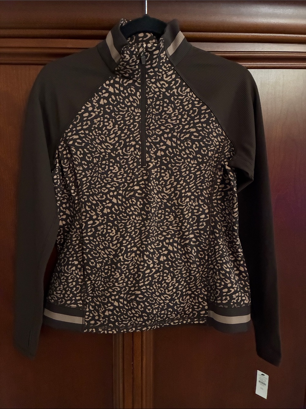 Women's Talbots Half-Zip Animal Print Pullover Top - Brown/Beige